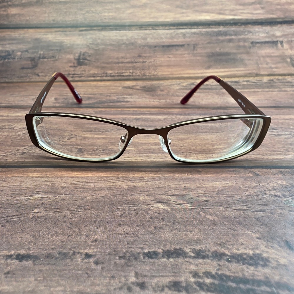 Jill Stuart JS005-1 Brown Red Rectangular Eyeglass Frames Women 48-17-130